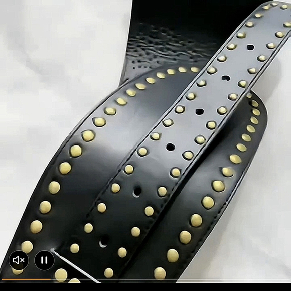 Wide Black Belt Studded 80s Style Rocker Size Medium Large M L Belts for women - Picture 11 of 14